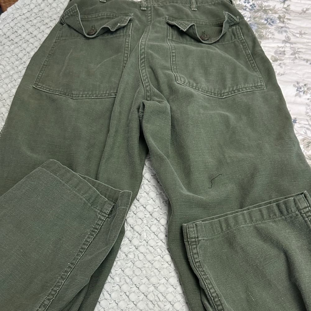 Vintage Military 60s/70s Men's Olive Green Utility Pants - Picture 6 of 6